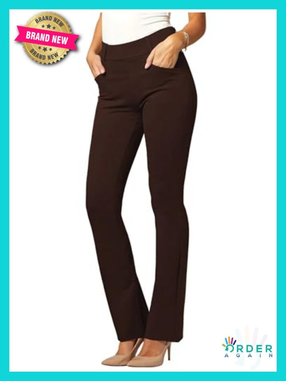 Bootcut Dress Pants with Tummy Control Waistband and Pockets